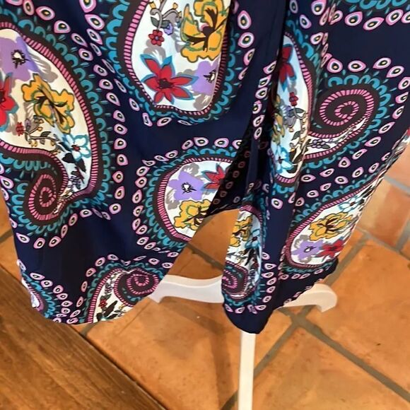 Jane Wood Vintage Made in France Navy Blue Paisley Floral Dress, 2! - Picture 4 of 9